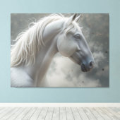 Weißer Stallion Leinwanddruck (Insitu (Holzboden))
