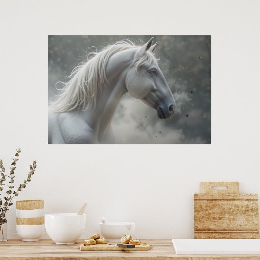 Weißer Stallion Poster (Küche)