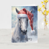 Weißer Stallion Wildes Pferd Wasserfarbkarte Equin Karte (Gelbe Blume)