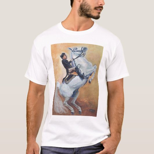 Weißer Stallionund ReiterDressage T-Shirt (Vorderseite)