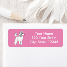 Weißer Standard Poodle Pink-Rücksendeadressen-Aufk