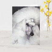 Weißer Standardpudel 1 23 10 Karte (Gelbe Blume)