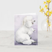 Weißer Standardpudel, der Karte (Gelbe Blume)