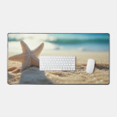 Weißer Starfish am sonnigen weißen Sandstrand Schreibtischunterlage (Tastatur & Maus)