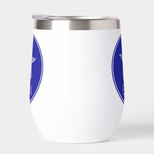 Weißer Starfish an der Küste auf Navy Blue Monogra (Rechts)