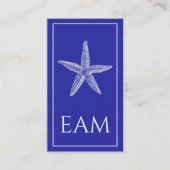 Weißer Starfish an der Küste auf Navy Blue Monogra Begleitkarte (Vorderseite)