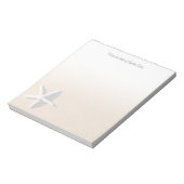 Weißer Starfish auf dem Strand von Tan Ocean Beach Notizblock (Rotiert)