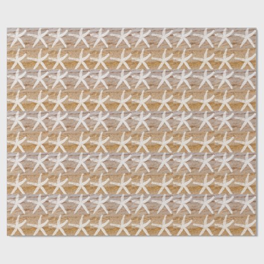 Weißer Starfish-Muster Wasser Nautischer Sandstran Geschenkpapier (Flach)