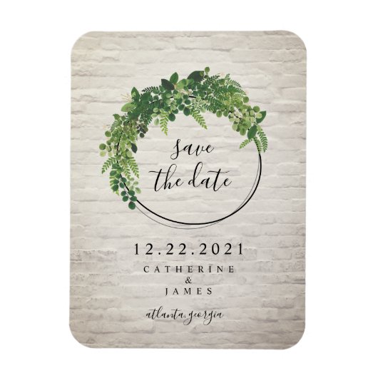 Weißer Stein Inspiriert botanisches Save the Date Magnet (Vertikal)