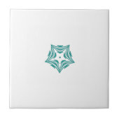 Weißer Stern aquamarin grüne Kontur Weiß Hintergru Fliese (Vorderseite)