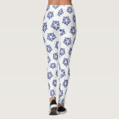 Weißer Stern und blaue Kontur, weißer Hintergrund Leggings (Rückseite)