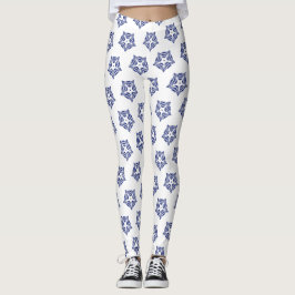 Weißer Stern und blaue Kontur, weißer Hintergrund Leggings