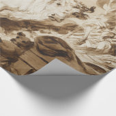 Weißer Stier und Hund in einem Stall durch Geschenkpapier (Ecke)