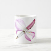 weißer Stift mit rosa Band Kaffeetasse (Mittel)