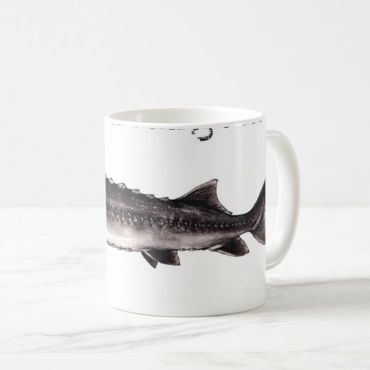 Weißer Stör betitelte Einzelteile Kaffeetasse (VorderseiteRechts)