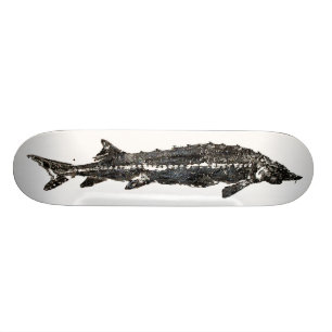 Weißer Stör Gyotaku Skateboard