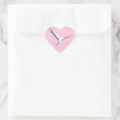 Weißer Storch in Pastellrosa Herz-Aufkleber (Tasche)