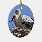 Weißer Storch in seinem Nest Keramik Ornament (Rechts)
