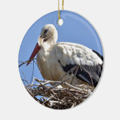 Weißer Storch in seinem Nest Keramik Ornament (Links)