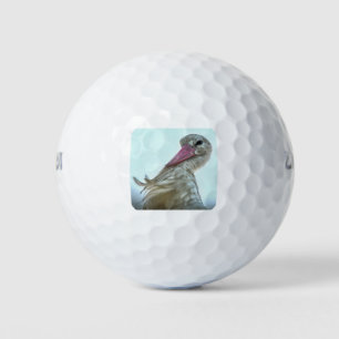Weißer Storch mit leidenschaftlicher Ausdruckskraf Golfball