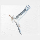 Weißer Storch mit weißem Hintergrund Fleecedecke (Vorderseite (Horizontal))