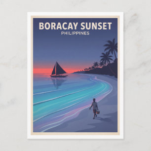 Weißer Strand, Boracay, Philippinen Malaiisch Postkarte