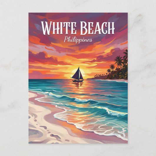 Weißer Strand Philippinen Postkarte (Vorderseite)
