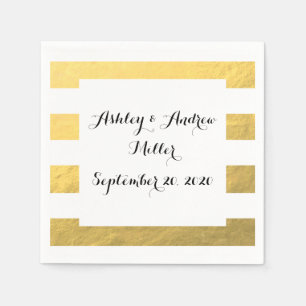 Weißer Streifen, Goldfolie bedruckt Serviette