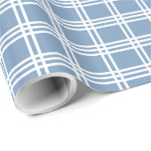 Weißer Streifen kariert auf kleiner Jungen-Blau Geschenkpapier (Rolleneckpunkt)