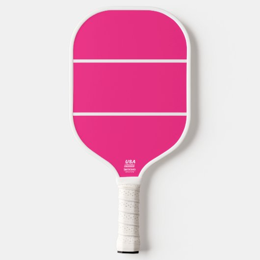 Weißer Streifen mit glänzenden rosa Untergrund Pickleball Schläger (Rückseite)
