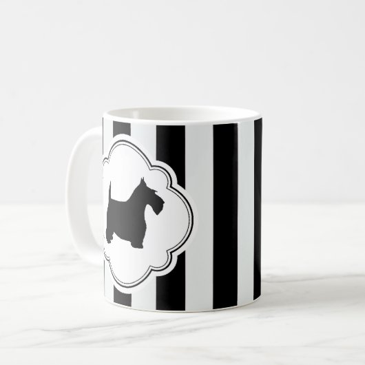 Weißer Streifen-SchwarzesScottie Kaffeetasse (Vorderseite Links)