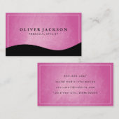 Weißer Stylist Rosa Textur schwarze Welle Visitenkarte (Vorne/Hinten)