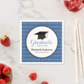 Weißer Swirt auf blau, Personalisierter Abschluss Serviette (Beispiel)