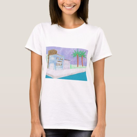 Weißer T - Shirt mit Karibik (Vorderseite)