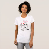 Weißer T - Shirt mit zwei Katzen, die Lieben teile (Vorne ganz)