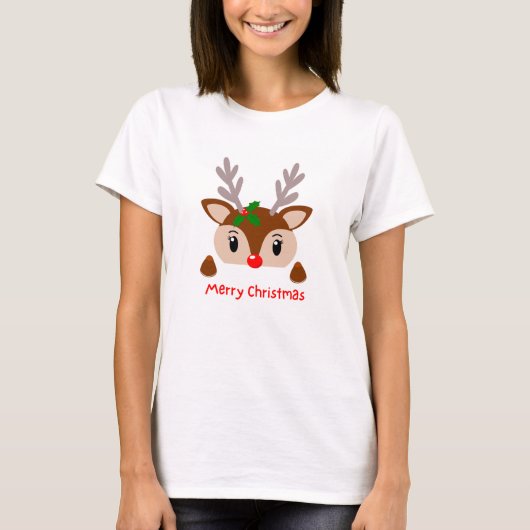 Weißer T - Shirt, Weihnachten T-Shirt (Vorderseite)