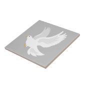 Weißer Taubenvogel auf grau Fliese (Seite)