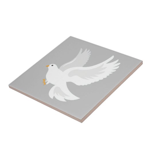 Weißer Taubenvogel auf grau Fliese (Seite)