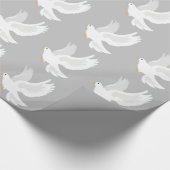 Weißer Taubenvogel auf grau Geschenkpapier (Ecke)
