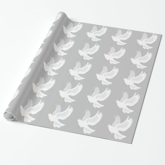 Weißer Taubenvogel auf grau Geschenkpapier (Ungerollt)