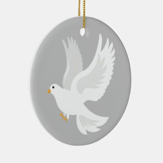 Weißer Taubenvogel auf grau Keramik Ornament (Rechts)