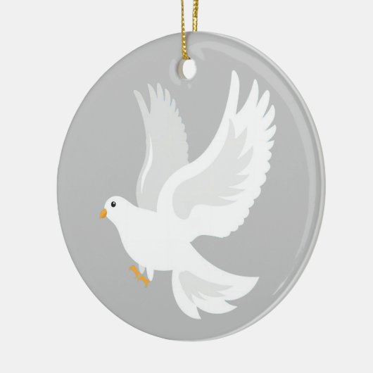 Weißer Taubenvogel auf grau Keramik Ornament (Links)