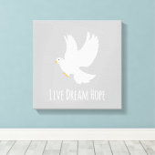 Weißer Taubenvogel auf grau Leinwanddruck (Insitu (Holzboden))