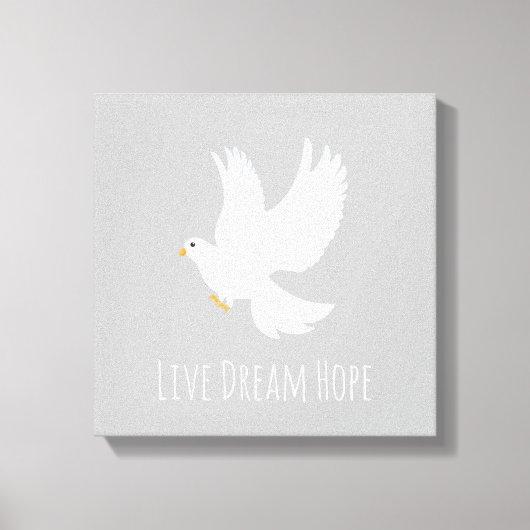Weißer Taubenvogel auf grau Leinwanddruck (Vorderseite)
