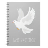 Weißer Taubenvogel auf grau Notizblock (Vorderseite)