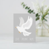 Weißer Taubenvogel auf grau Postkarte (Stehend Vorderseite)