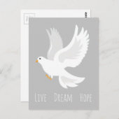 Weißer Taubenvogel auf grau Postkarte (Vorne/Hinten)