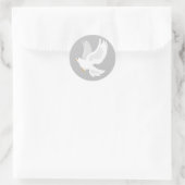 Weißer Taubenvogel auf grau Runder Aufkleber (Tasche)
