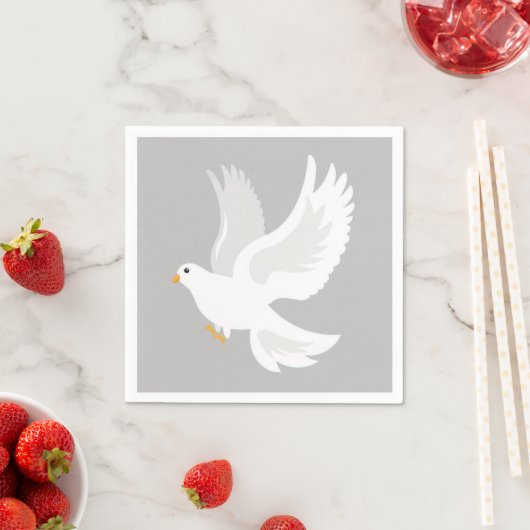 Weißer Taubenvogel auf grau Serviette (Beispiel)