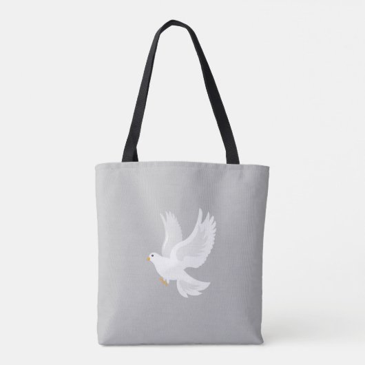Weißer Taubenvogel auf grau Tasche (Rückseite)